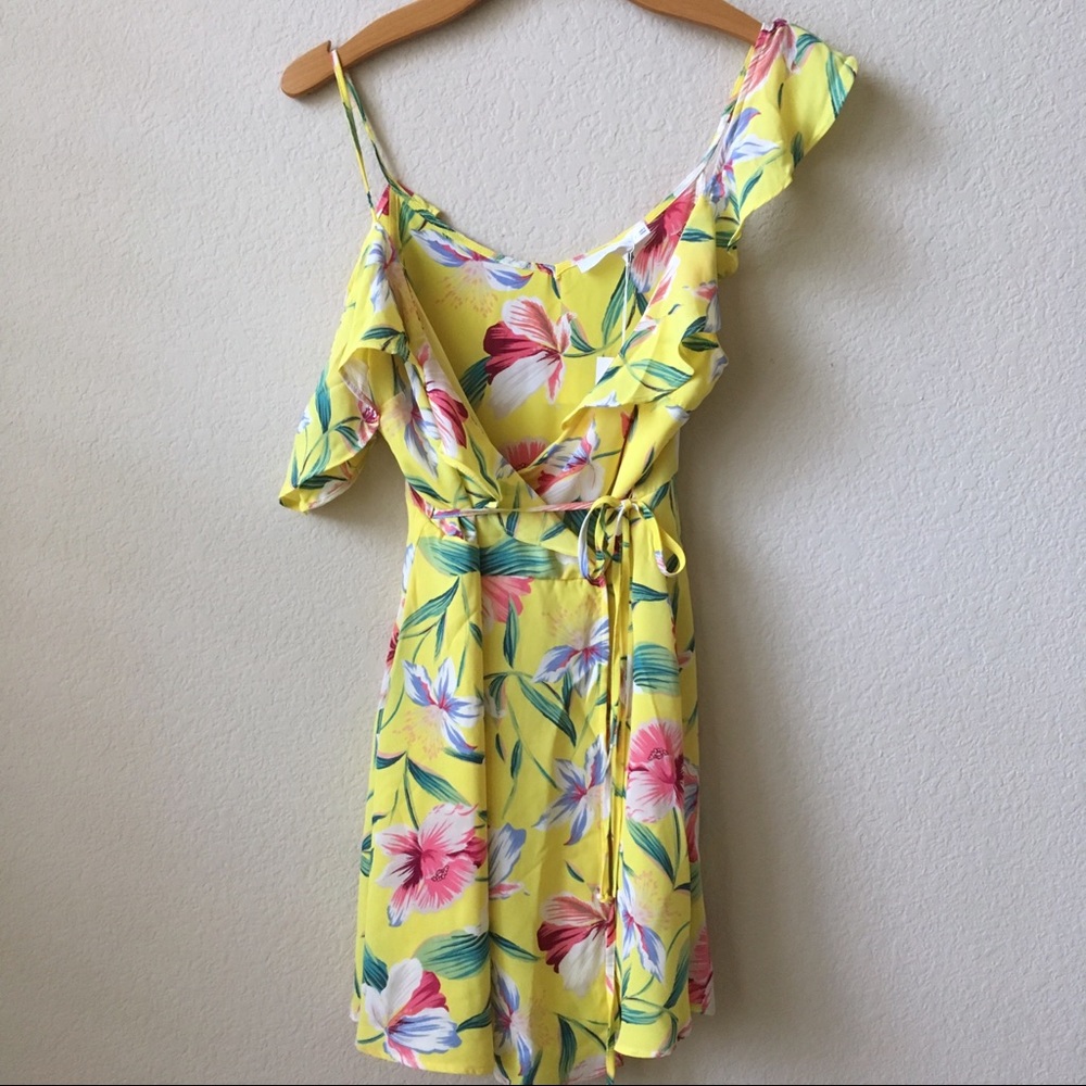 Off-the-Shoulder Floral Wrap Dress
